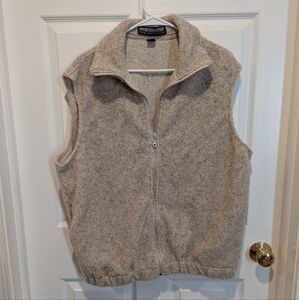 Vintage Sportsmaster Size Large Beige Marbled Zip Up Vest Made In USA